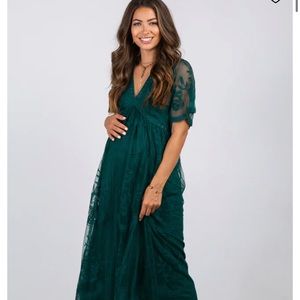 Pink blush lace overlay maternity dress in green Size large